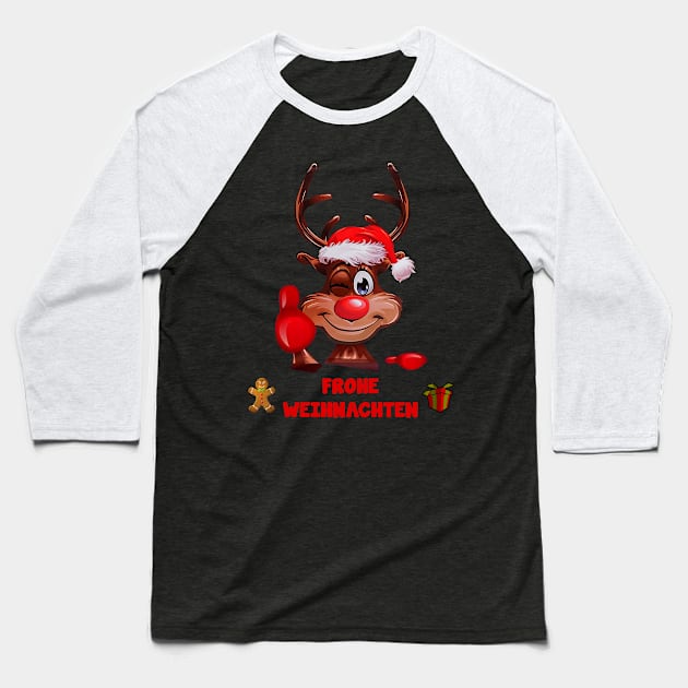 FROHE WEIHNACHTEN Baseball T-Shirt by VinitaHilliard